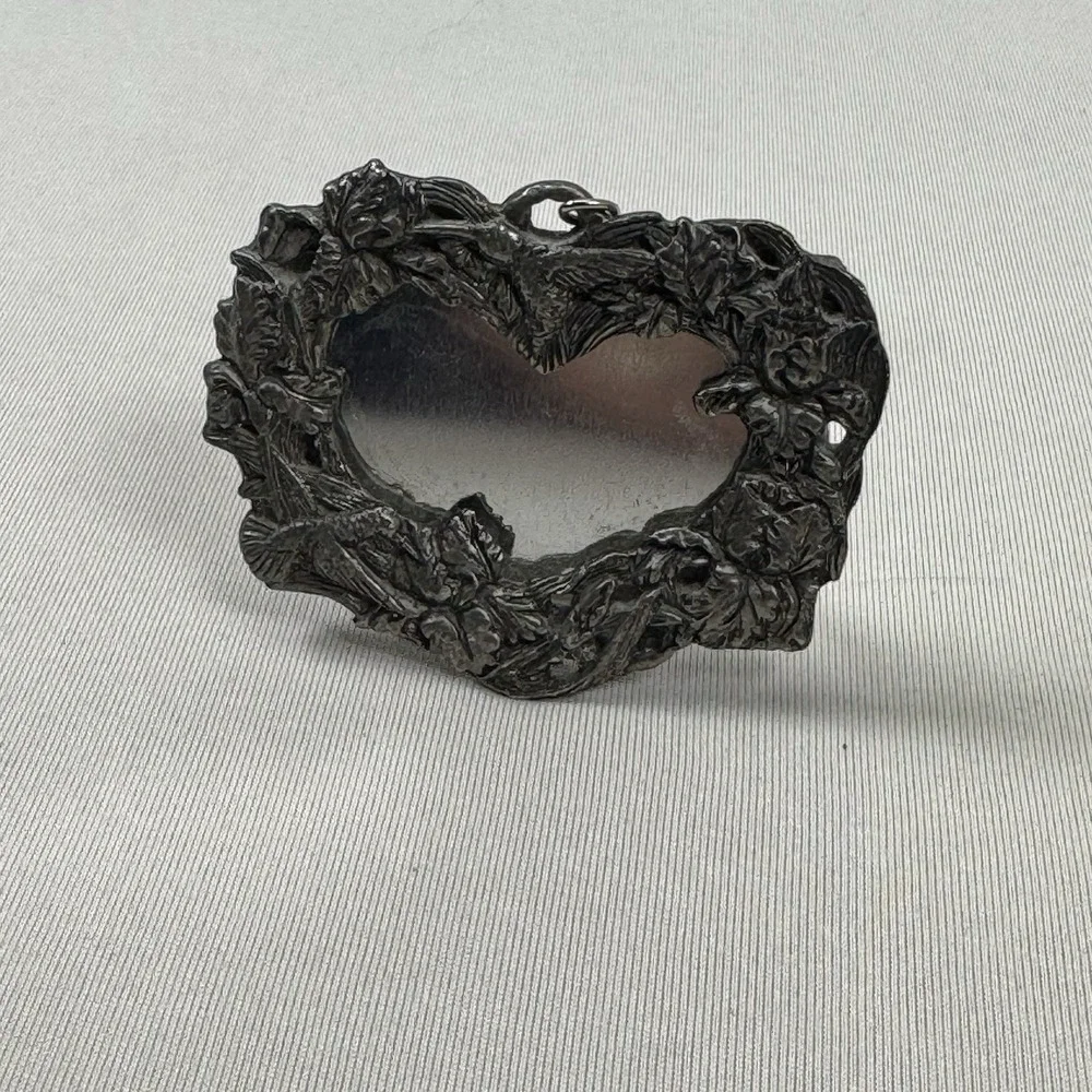 Vintage Anthropologie Pewter Heart Tabletop Mirror Arthur Court 1991